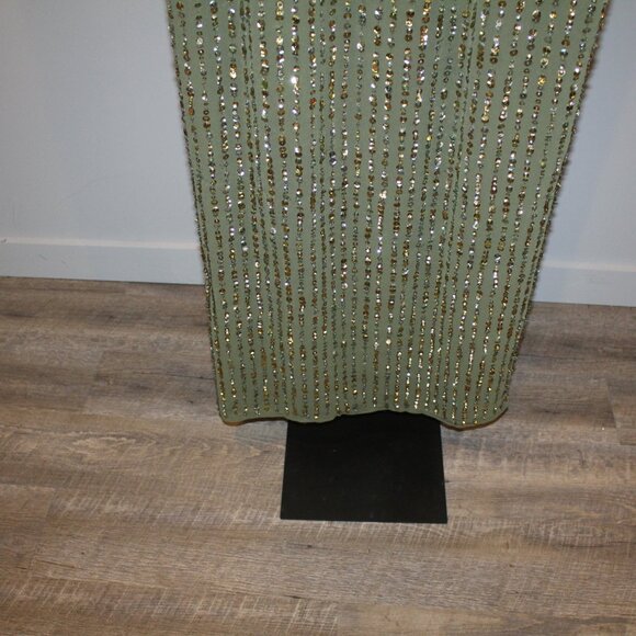 NWT Mac Duggal Sequined High Neck Sleeveless Column Gown Olive Green sz 12 93603 - Picture 8 of 10